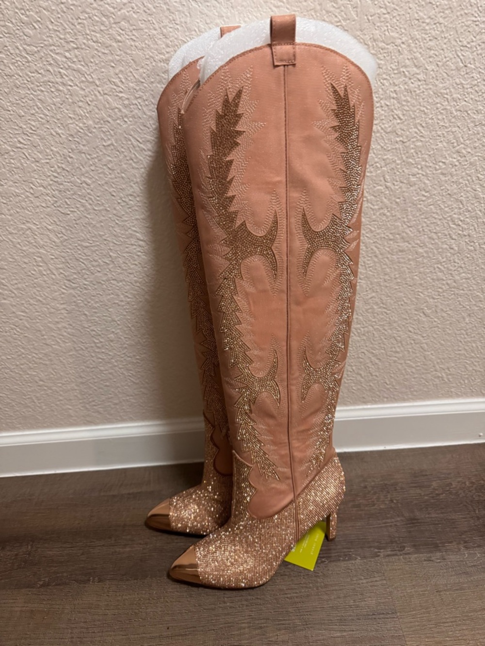 Gianni Bini Rose Gold Glittered Knee-High Heeled Boots